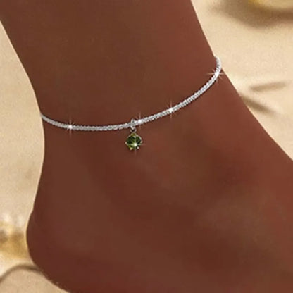 Cavigliera a catena sottile scintillante per donna Bracciale a doppio strato con ciondolo a forma di croce a cuore con zirconi sul piede della gamba Gioielli da spiaggia estivi alla moda
