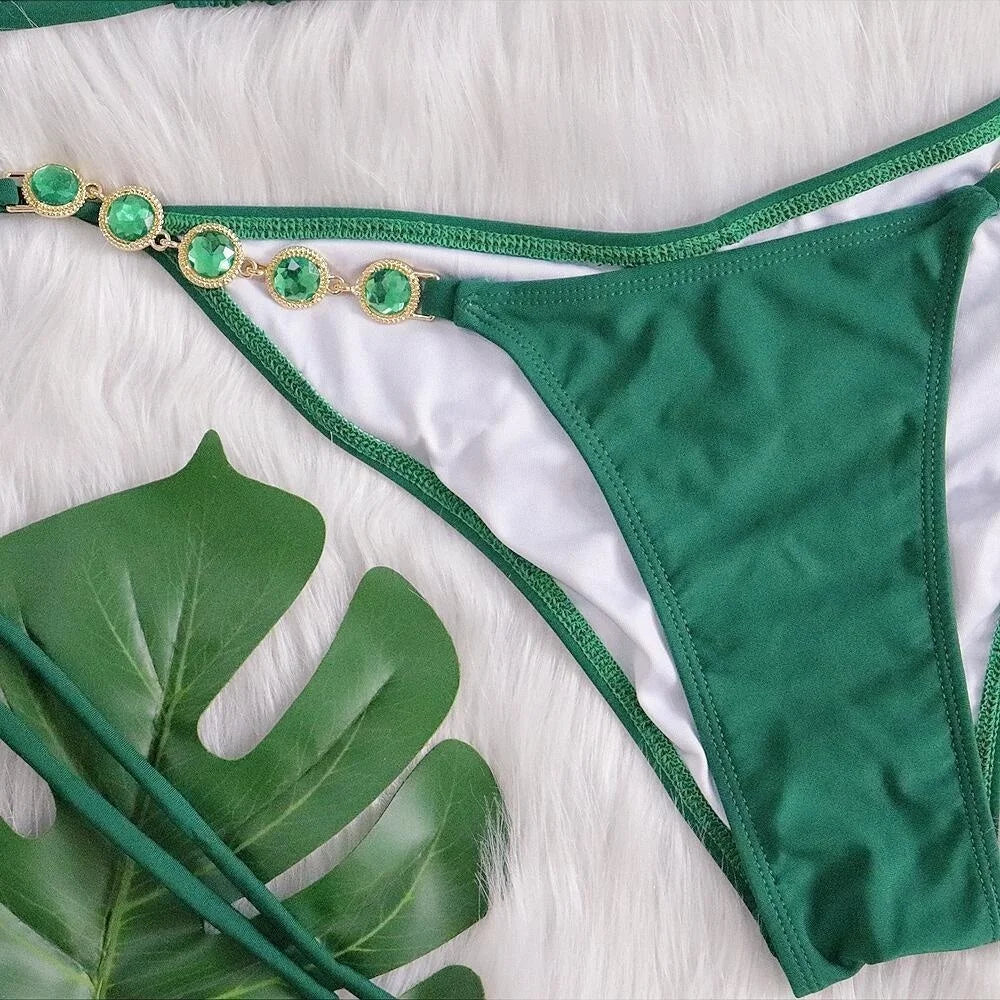 nuovo costume da bagno in due pezzi con strass 2026 cristallo di lusso perizoma Sexy perizoma Bikini Set costumi da bagno da donna costume da bagno Sexy da spiaggia