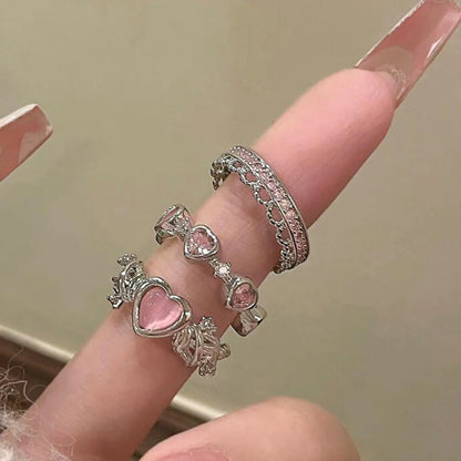 2 anelli con corona scintillante da fata per donne e adolescenti, set di anelli regina coreani regolabili con cristalli