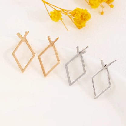 Orecchini di design combinato a doppio strato con rombo geometrico per le donne, moda semplice, accessorio quotidiano, gioielli per feste, regali di compleanno