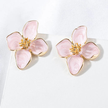 Orecchini a forma di fiore Obega Orecchini a bottone con fiori bianchi rosa Orecchini da donna Primavera Estate Nuovi gioielli carini per ragazze alla moda