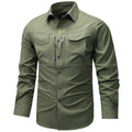 Camicia a maniche lunghe da uomo primavera autunno Camicie da lavoro tattiche da uomo Top Camicie cargo da pesca per escursionismo multitasche da esterno ad asciugatura rapida