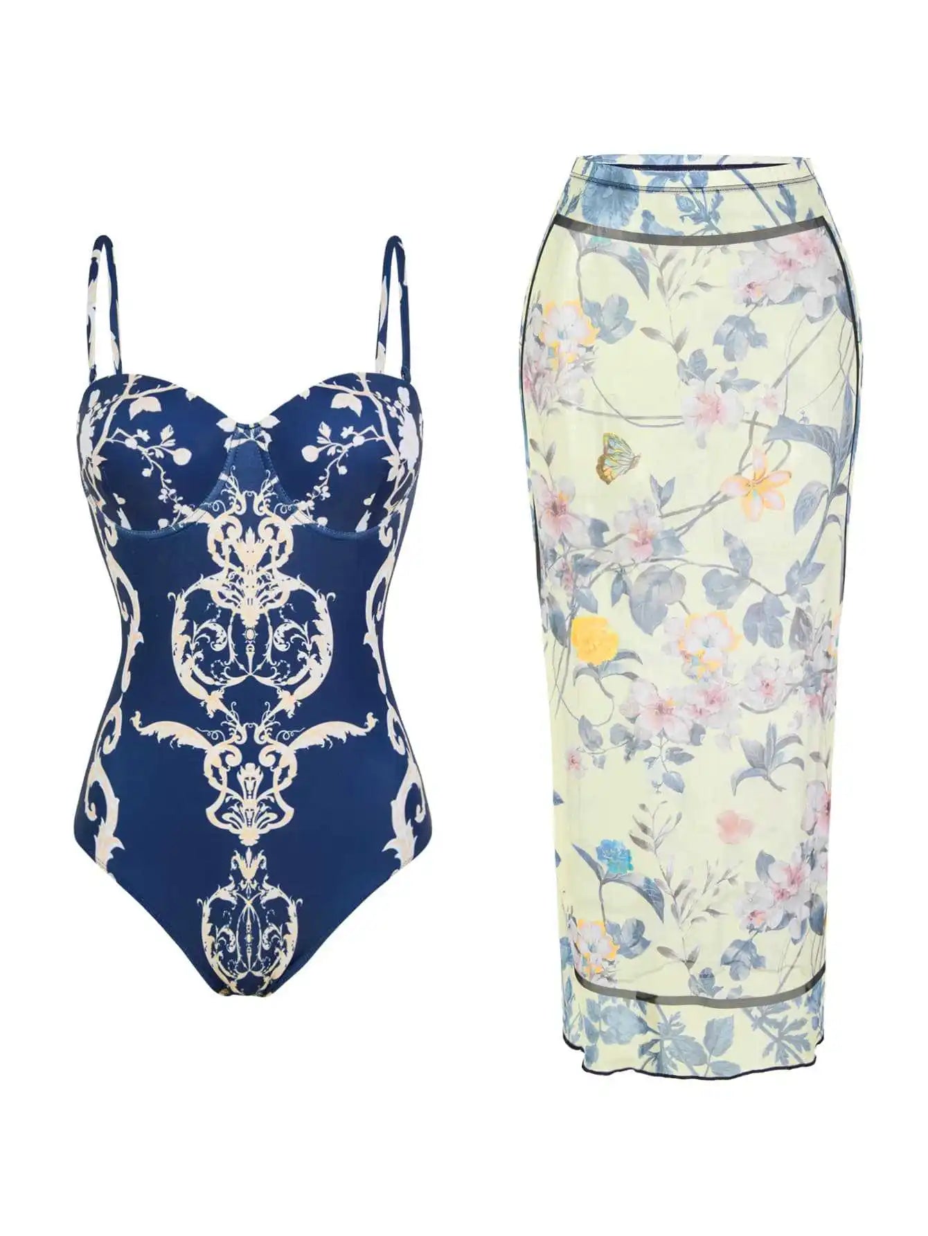 Costume da bagno floreale con stampa floreale con volant monospalla blu Set copricostume singolo micro monokini costumi da bagno sexy per ragazze Summer Beach