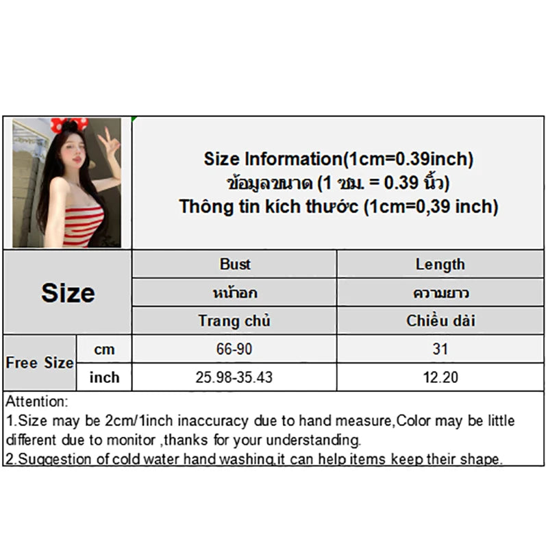 Summer Sexy Spice Retro Striped Tank Top Women Outer Wear Short Sleeveless Tops New Bustier