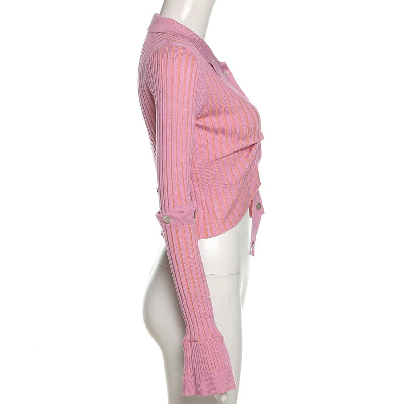 Autunno Inverno Moda Irregolare Rosa Maglioni Per Le Donne 2026 Nuovo Streetwear Rimovibile Manica Lunga Monopetto Cardigan Magliette E Camicette