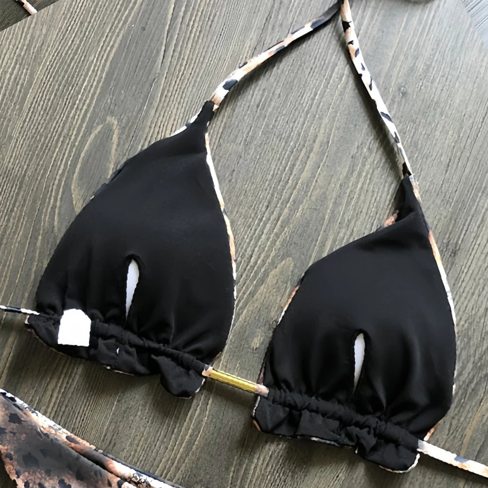 New sexy women's bikini split print swimsuit summer Brazil 2-piece beach swimsuit set