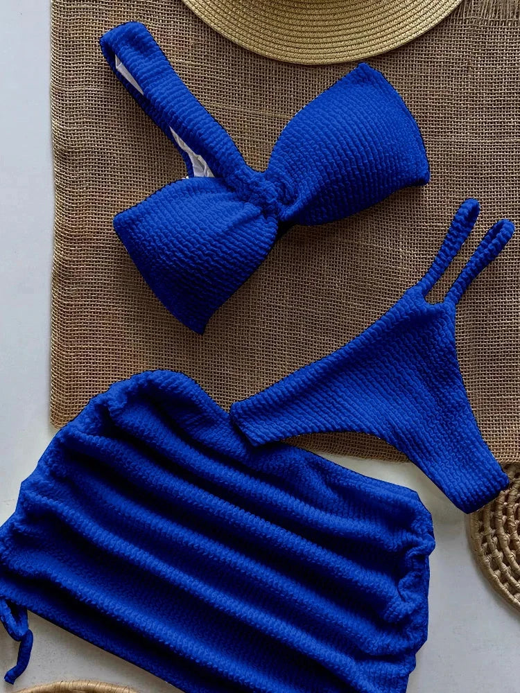 Sexy One-Shoulder-Bikini-Set für Damen mit Cut-Outs, hoher Taille, rückenfreier Badeanzug mit herausnehmbaren Polstern, Sommerstrandmode