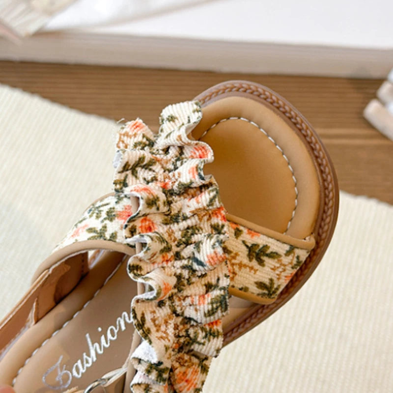 Kinder-Sommersandalen, modische Strand-Blumen-Sandalen, weiche Sohle, Prinzessinnenschuhe, Mädchenpantoffeln