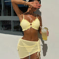 Ensemble de bikini 3 pièces 2026 sexy pour femme, maillot de bain, bikini, ensemble de bikini solide à volants, maillot de bain, cache-maillot de plage
