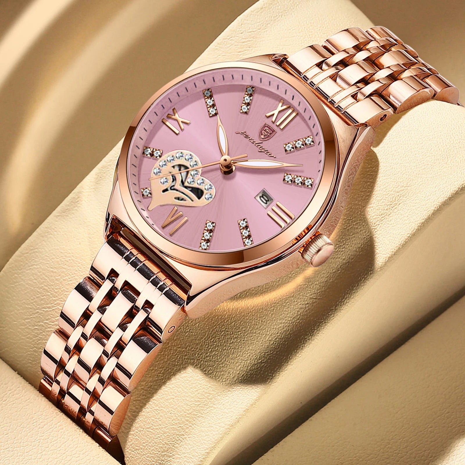 Orologi di lusso POEDAGAR per donna, impermeabili, luminosi, con datario, in acciaio inossidabile, casual, orologio da polso al quarzo da donna.