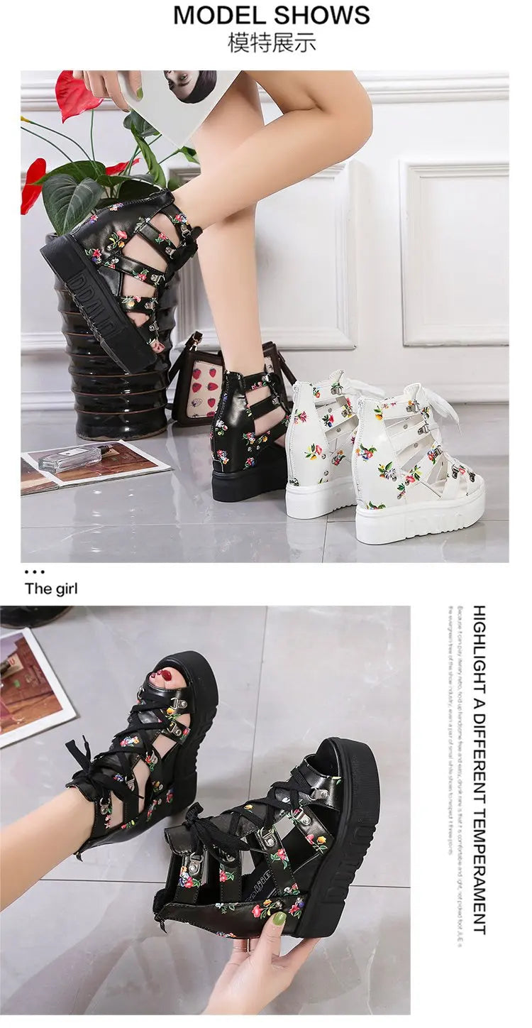 Women Shoes 2025 Summer Sandals 12cm Wedge Platform Open Toe Sandals Woman Rome High Heels Casual Shoes Lady Female Sandalias