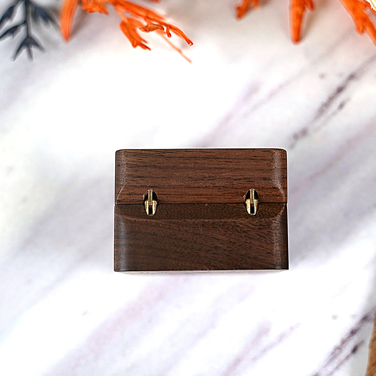 Portagioie con diamanti intarsiati, scatola per fedi nuziali in legno massello di noce, ricerca di matrimonio, anello di diamanti, regalo di San Valentino, gioielli
