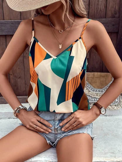 Summer New Women's Style Sexy Geometric Strap Top Small Tank Top Holiday Top