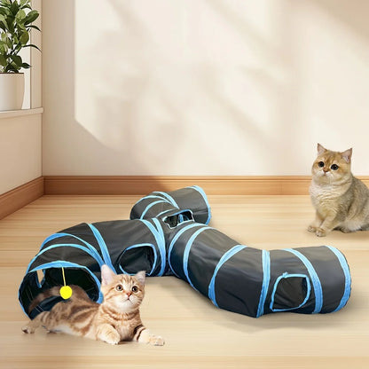 Tunnel per gatti Tunnel pieghevole per gattini Forniture per animali domestici T Cross Pass Tunnel da gioco Giocattolo per gatti Barile da trapano traspirante per carta forte per interni