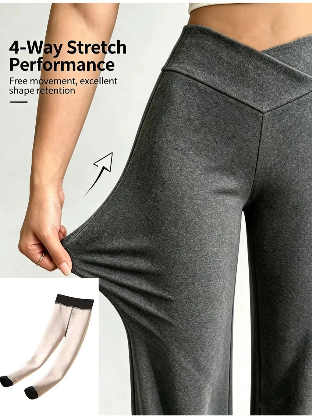 Pantaloni da donna in dralon, caldi e adatti all’inverno, con taglio dritto, design in vita che modella e solleva i glutei, per trattenere il calore.