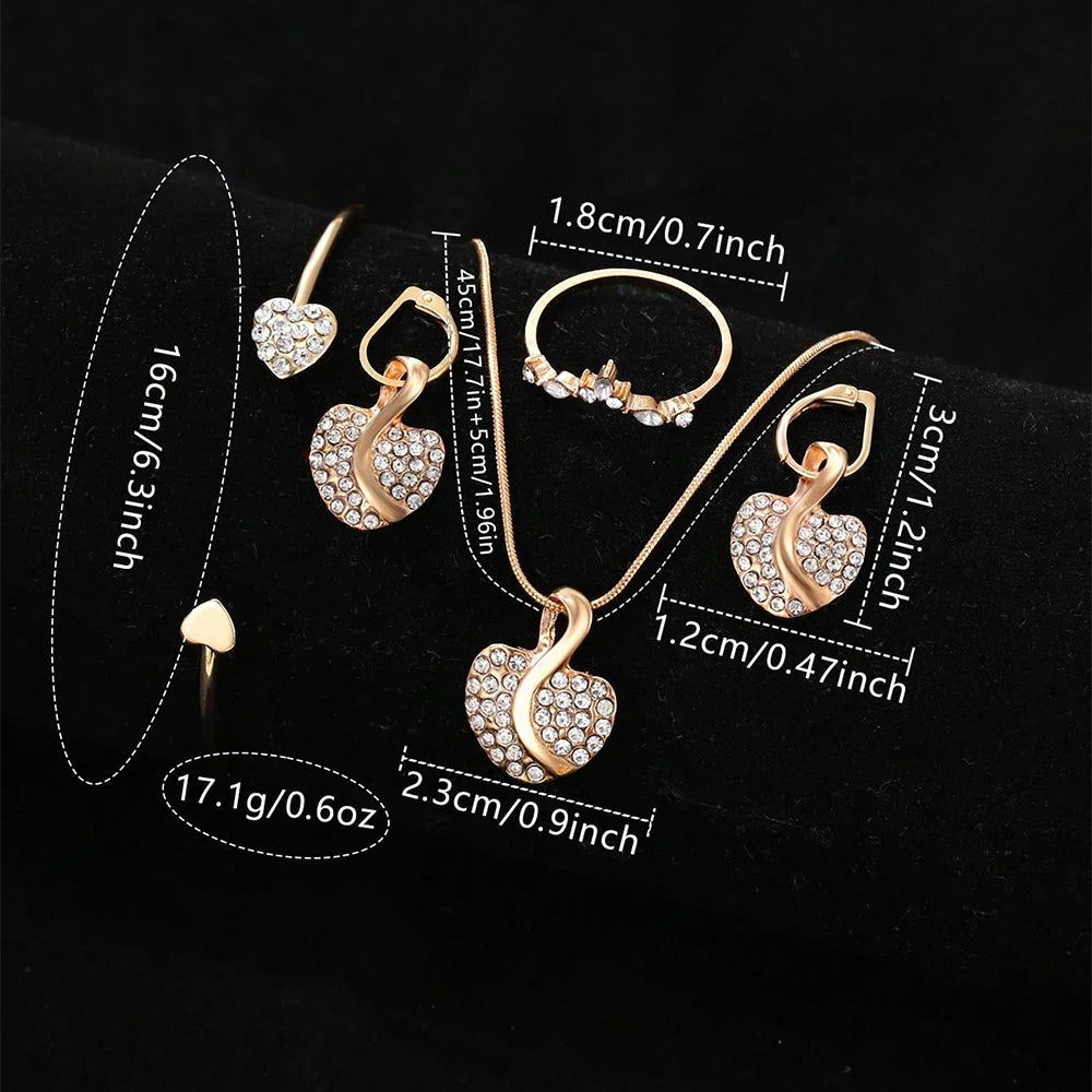 Montre à quartz pour femmes, bracelet de luxe en or, collier, boucles d'oreilles, strass, montre-bracelet tendance, montres décontractées pour dames, ensemble de bijoux