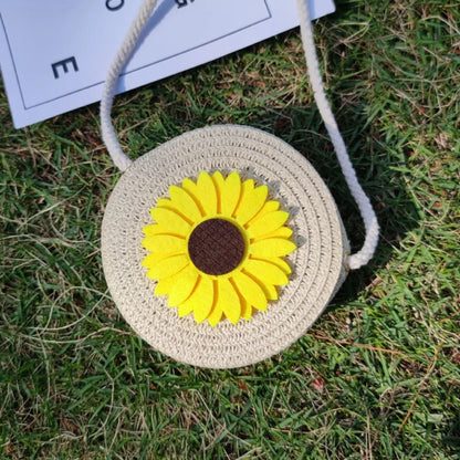 Borsa a tracolla per bambina estiva fatta a mano borsa a tracolla per bambini in paglia di fiori borsa a tracolla per bambini chiavi per bambini portamonete Mini borsa da principessa carina