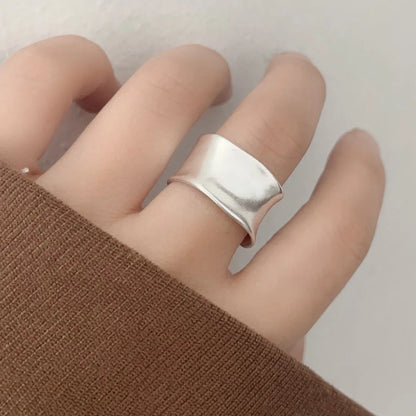 BF CLUB Anelli in Argento Sterling 925 da Donna, Anello Aperto Semplice Vintage Dorato Largo e Piatto, Anallergico, per Feste e Regali di Compleanno