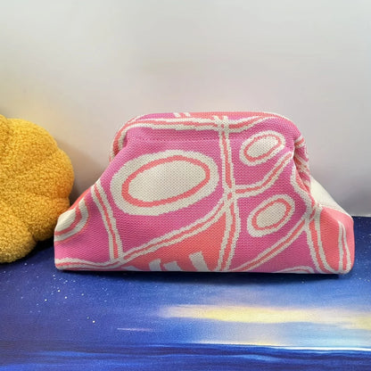 Borsa con clip lavorata a maglia alla moda versatile di grande capacità adatta per borse portaoggetti Nuova pochette modello di fascia alta