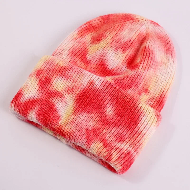 Unisex Cool Winter uomo donna gradiente Tie Dye Hat Skullies berretti acrilico Stretch Knit Sport antivento caldo cappellino corto melone R80