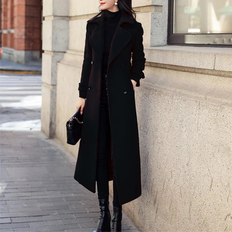 Cappotto da donna invernale moda coreana cappotto invernale in lana ispessita con rivestimento lungo per donna cappotto nero Harajuku