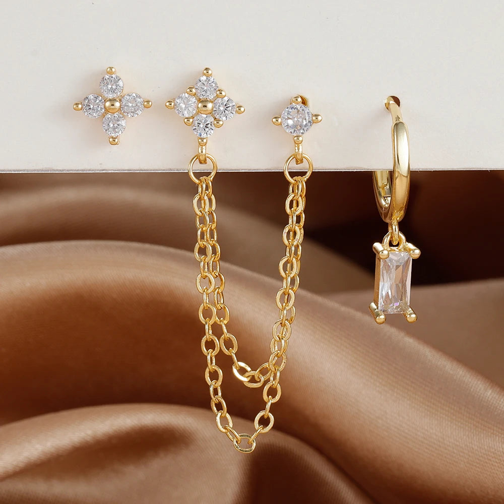 3 pezzi squisiti orecchini in acciaio inossidabile con 12 costellazioni di pietre portafortuna set per orecchini penetranti della cartilagine da donna gioielli di moda