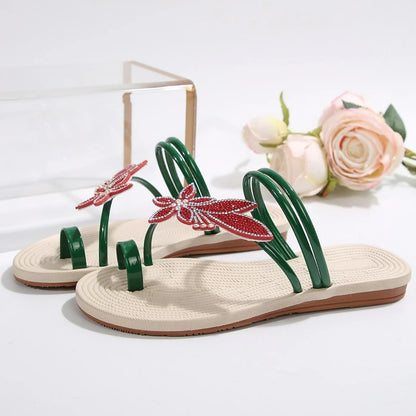 Pantofole da donna estive Sandali glitter Pantofole antiscivolo Infradito con punta in foglia d'acero Scarpe da spiaggia alla moda Pantofole piatte da esterno 2025