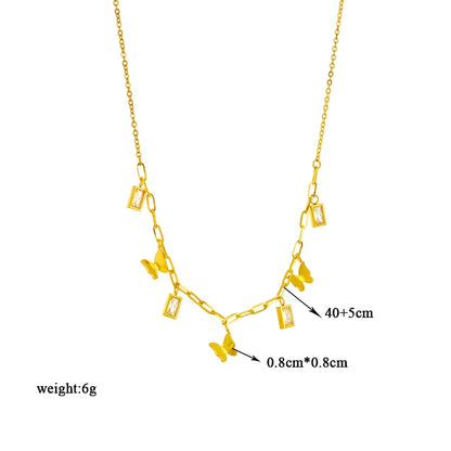 DIEYURO Collana con ciondolo occhi azzurri con serratura a forma di farfalla in acciaio inossidabile 316L per le donne Nuovi regali di gioielli con catena girocollo multistrato