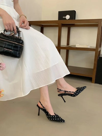 Sandales d'été à talons hauts pour femmes, mules élégantes en satin avec nœud papillon, chaussures de soirée