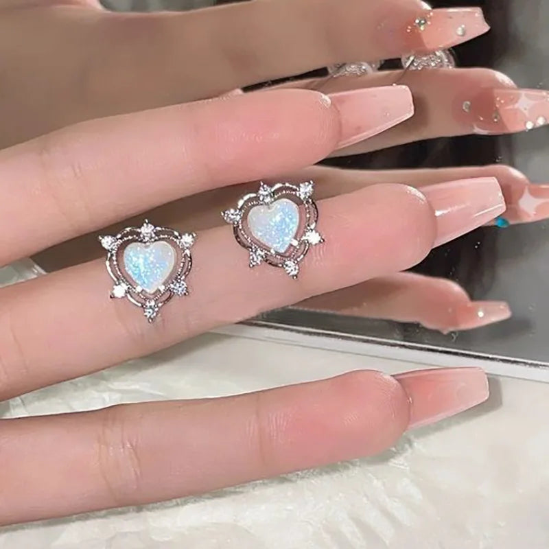 Nuovi orecchini a bottone con zirconi Bowknot Y2K per le donne Moda coreana argento colore cristallo rosa orecchini di personalità regali di gioielli per feste