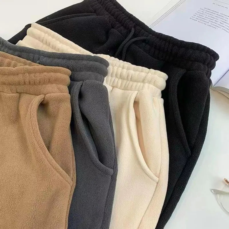 Pantaloni invernali spessi e caldi da donna Pantaloni Harem in pile polare a doppia faccia caldi Pantaloni lunghi larghi comodi a vita alta sportivi casual