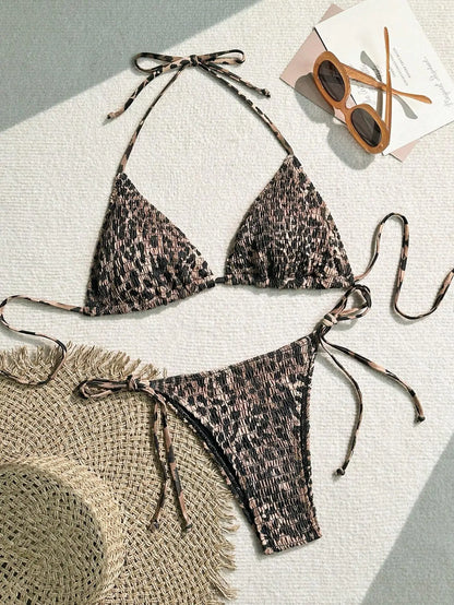 Maillot de bain imprimé bikini sexy femme, style été, col suspendu, mode haut de gamme, sport, plage, princesse, baignade