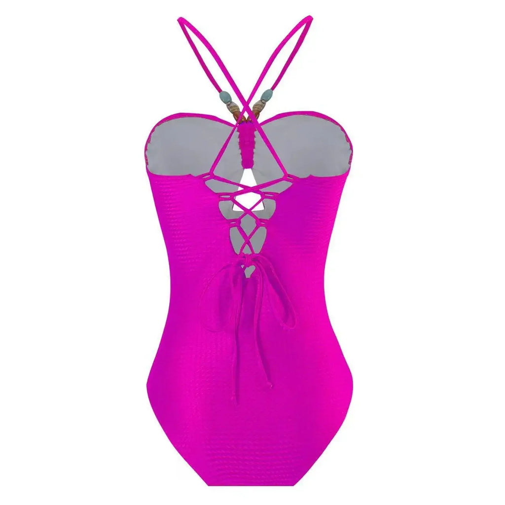 Printed One-Piece Bikini Set Women's Beachwear Tummy Covering Slimming Southeast Asian Sun Protection Style