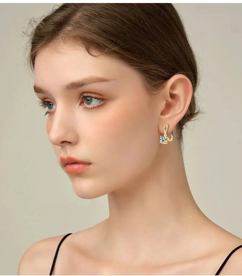Taoyu D2.0CT Moissanite Drop Hie Orecchini in vero argento da donna Cerchi placcati in oro Orecchino infinito Gioielli da sposa certificati