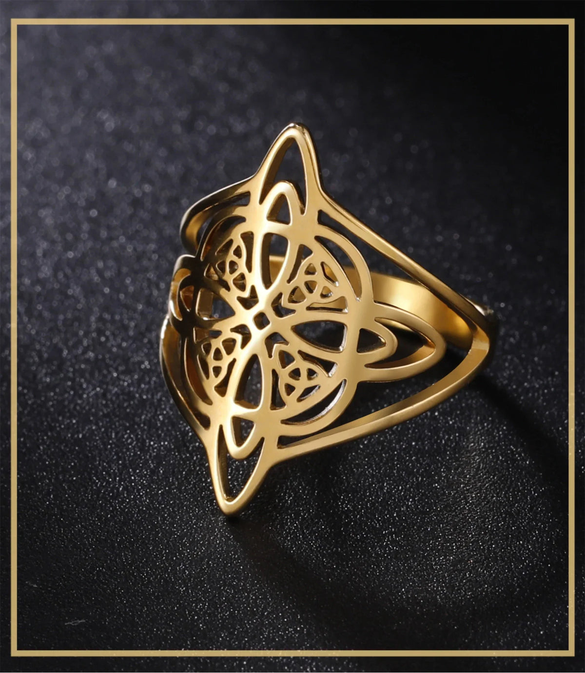 Skyrim Stregoneria Anello con nodo da strega Anelli da dito in acciaio inossidabile Wicca Triquetra Celtics Nodo Amuleto Protezione Gioielli Donna Uomo