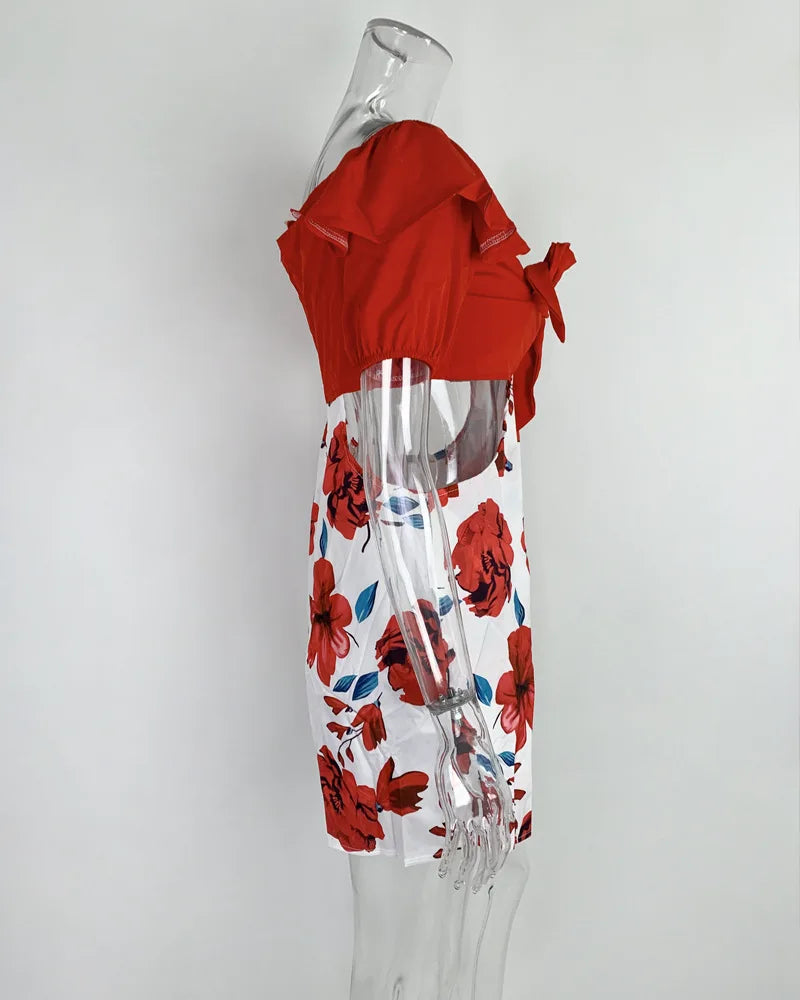 Summer Fashion Flower Print Slim Short tute donna Sexy una spalla scava fuori Bodycon tuta temperamento Lady Streetwear