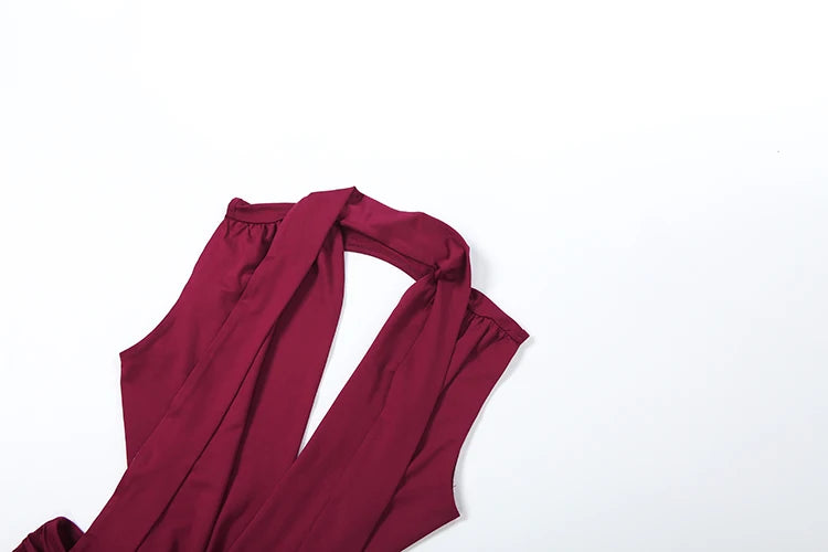 Nibber Metal Trim Tuta da donna increspata sexy senza vita croce fasciatura cava coquette allenamento di mezzanotte tuta elasticizzata a vita bassa
