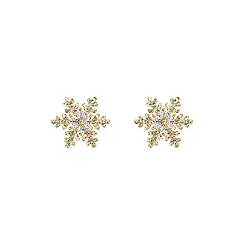 Orecchini di temperamento di alta qualità di lusso con luce di neve di Natale femminile 2024 esplosivi squisiti orecchini unici autunnali e invernali