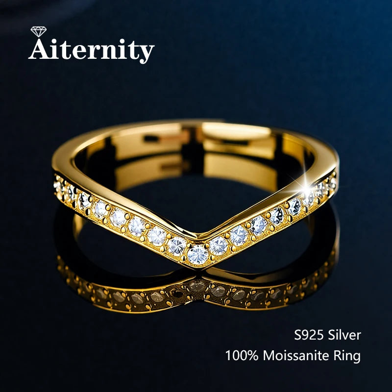 100% Pass Diamond tester Pen Moissanite Ring Matching Wedding Diamond Band for Women 925 Sterling Silver Female Single Tail Ring