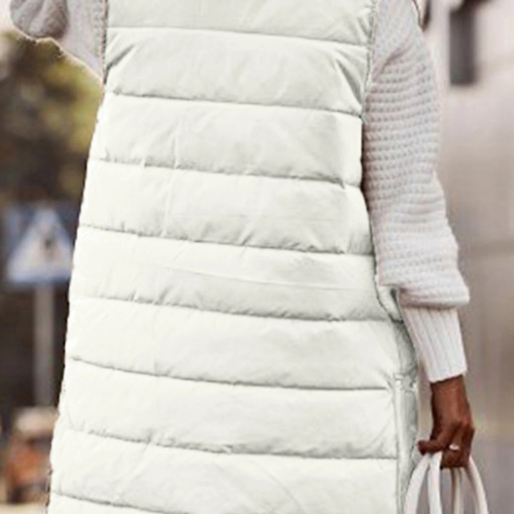 Gilet lungo da donna con cappuccio autunno inverno senza maniche in cotone caldo piumino gilet trapuntato piumino Outwear 2XL