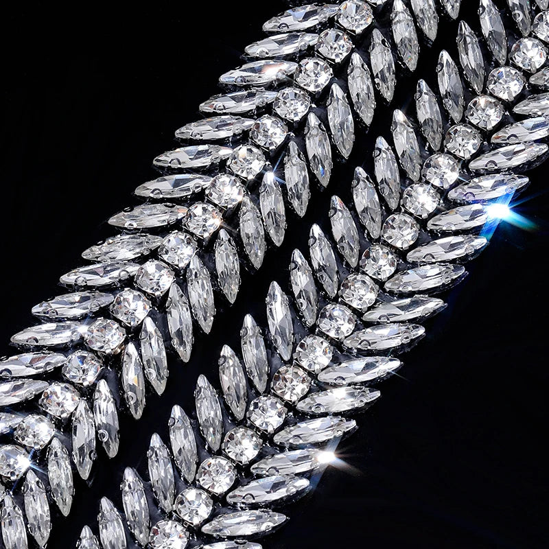 Ducrystal 1 metro motivo strass nastro hot fix vetro cristallo strass trim catena per scarpe fai da te, borse, abiti decorazione