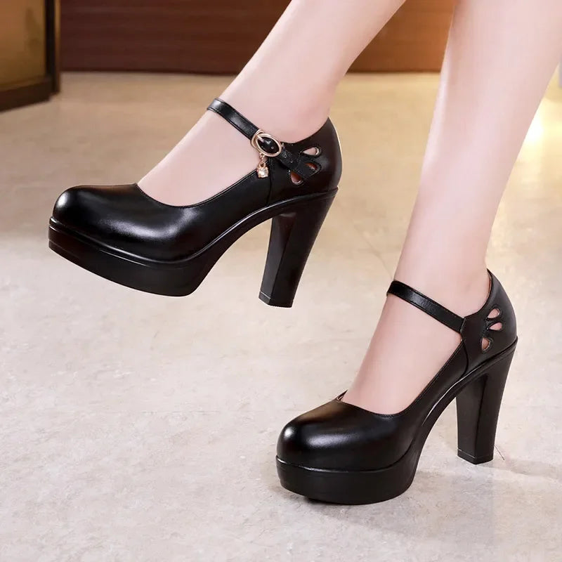 Plus Size 32-43 Block Heel Platform Shoes Women Pumps 2025 Spring High Heels Shoes Ladies Office Shoe Elegant Wedding Shoes