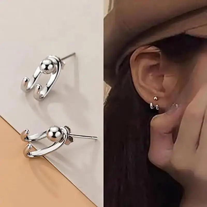 Orecchini in argento 925 con ago in argento moda coreana con cuore di cristallo per gioielli da donna 2025 Trending Nuovi orecchini a cerchio da donna di lusso Brincos