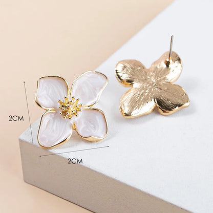 Orecchini a forma di fiore Obega Orecchini a bottone con fiori bianchi rosa Orecchini da donna Primavera Estate Nuovi gioielli carini per ragazze alla moda