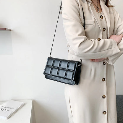 Nuove borse a tracolla moda tinta unita borsa a tracolla da viaggio femminile plaid piccole borse a tracolla in pelle PU per donna