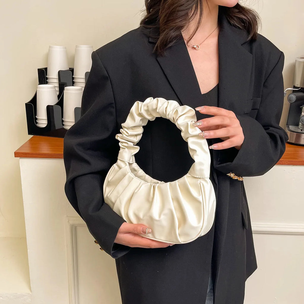 HOMEFISH Borse a tracolla a forma di nuvola in PU pieghettato alla moda per le donne Borse a tracolla per ascelle per il tempo libero Borsa per gnocchi Borse a mano per lo shopping femminile