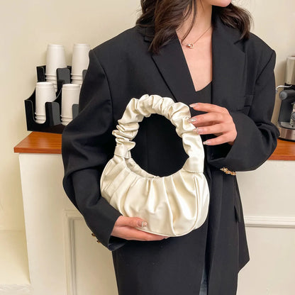 HOMEFISH Borse a tracolla a forma di nuvola in PU pieghettato alla moda per le donne Borse a tracolla per ascelle per il tempo libero Borsa per gnocchi Borse a mano per lo shopping femminile