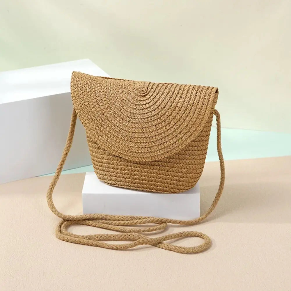 Borsa a tracolla in paglia a forma di conchiglia intrecciata a mano Borsa a tracolla per bambini Borsa da spiaggia estiva in paglia Portafoglio per busta per ragazze Wowen