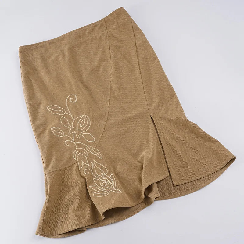 Gonna Lunga Estiva Vintage Stampata da Donna a Vita Alta con Spacco Laterale Elegante a Contrasto, Gonna Maxi Slim da Donna 2026 Nuova