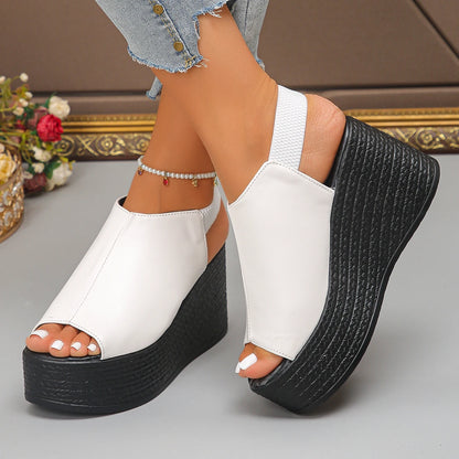 Damen-Sandalen, hochwertige Keilsandalen aus Leder, Sommer, Damen, 2025, neue Plattform-High Heels, sexy, offene Zehen, elegante Sandalen